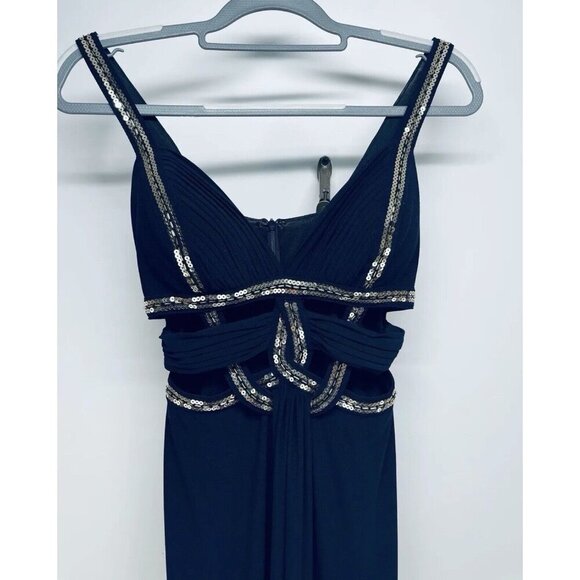 Blondie Nites Vintage Dress Sz 5 Women’s Y2K Prom Gown Sequin Cutouts Blue - Picture 5 of 8